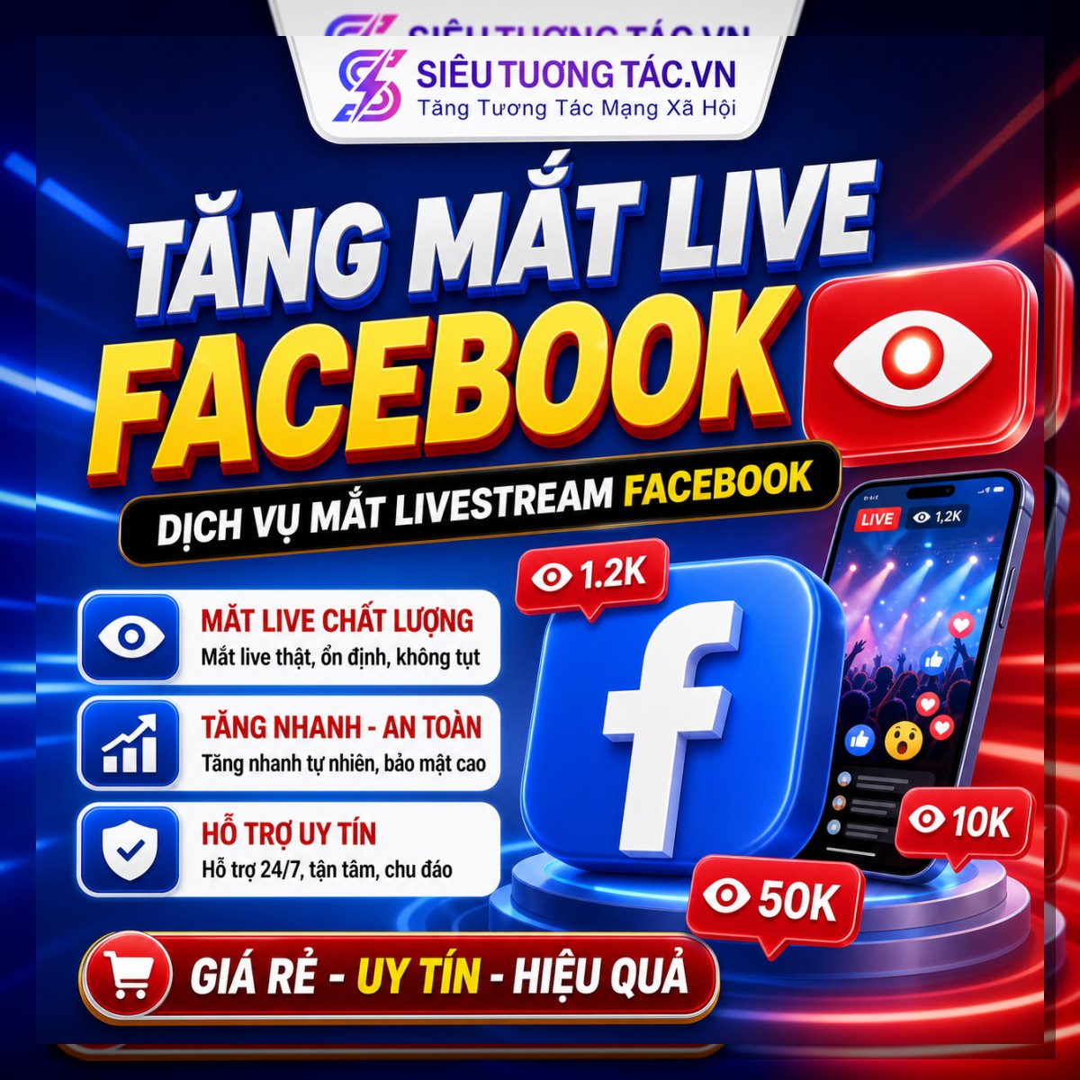 Tăng mắt livestream Facebook