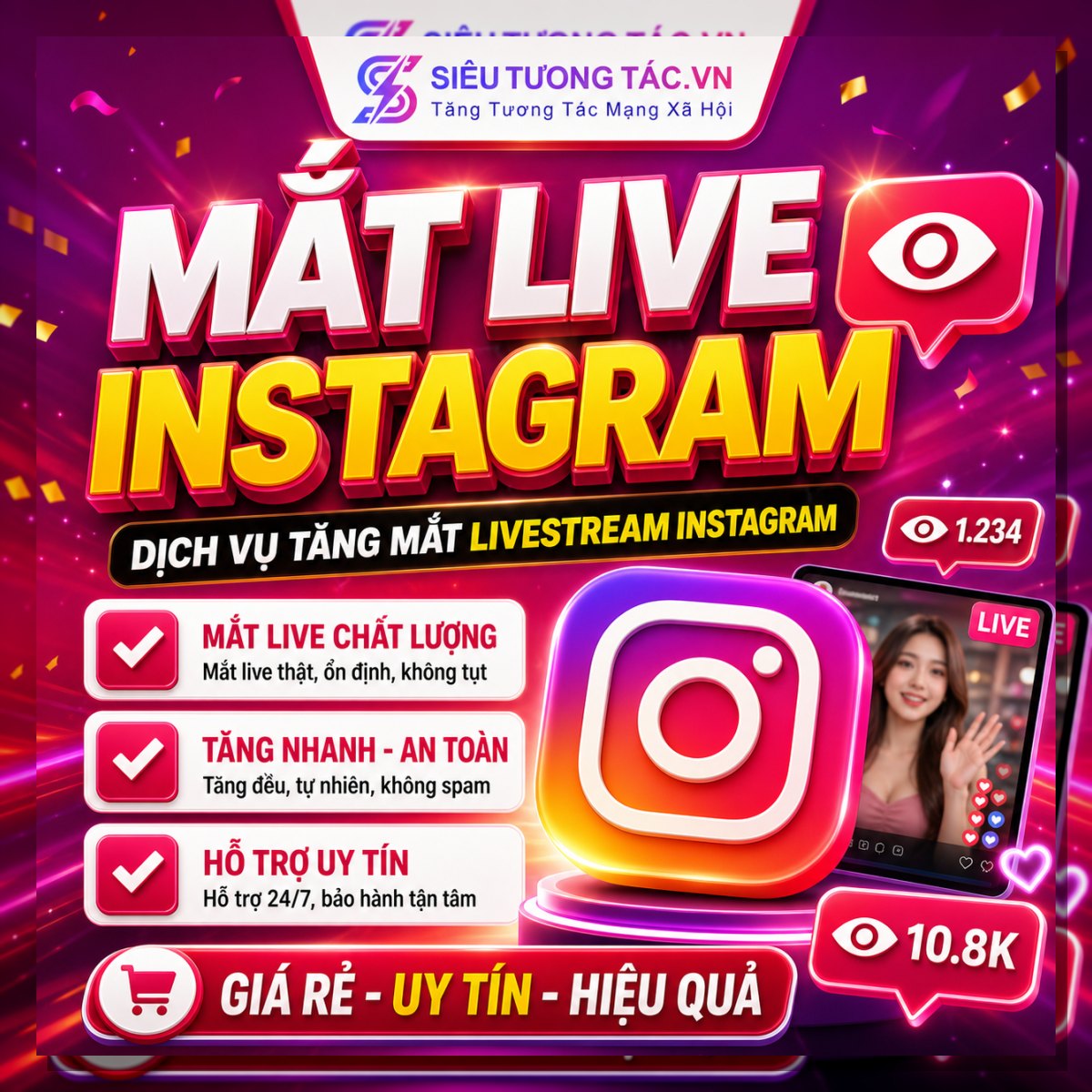 Tăng mắt livestream Instagram