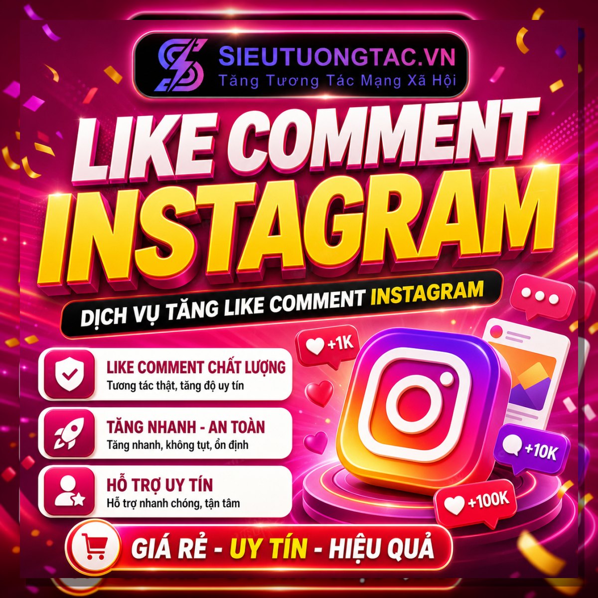 Tăng like comment Instagram
