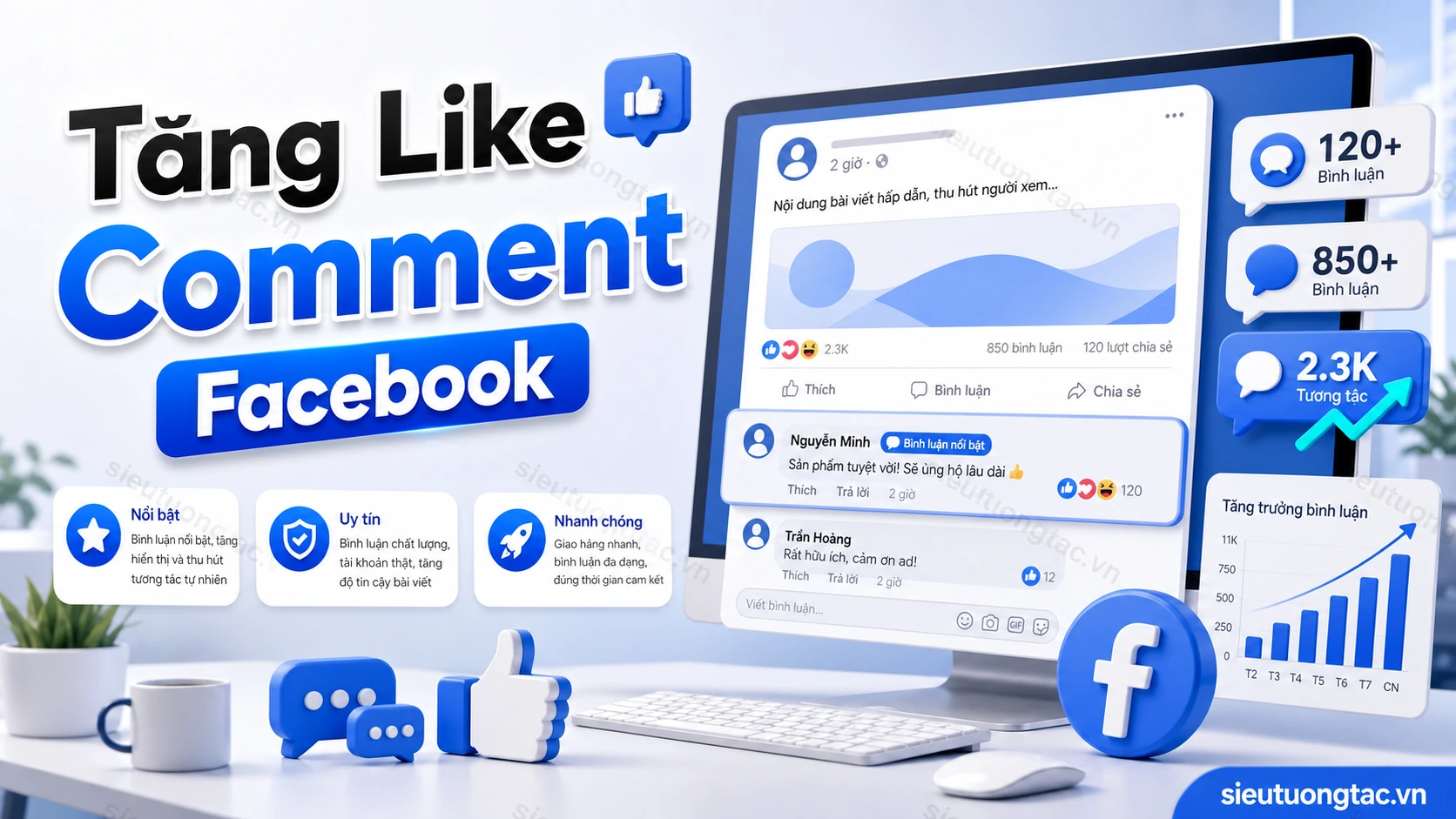 Tăng like comment Facebook tại Siêu Tương Tác