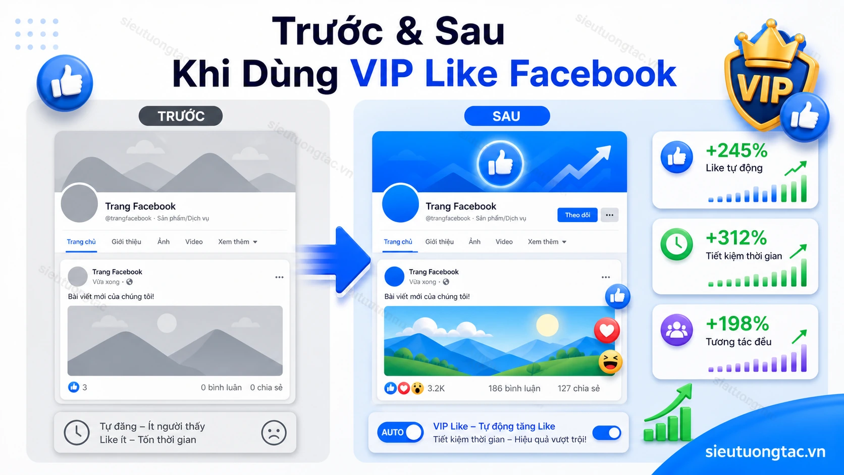 Trước và sau khi vip like facebook