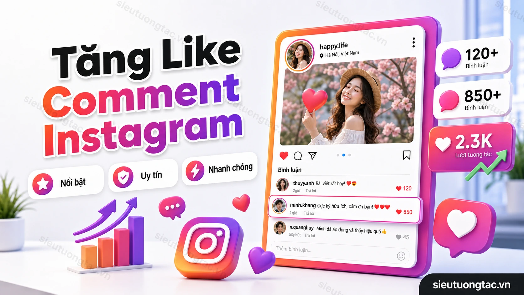 Tăng like comment Instagram tại Siêu Tương Tác