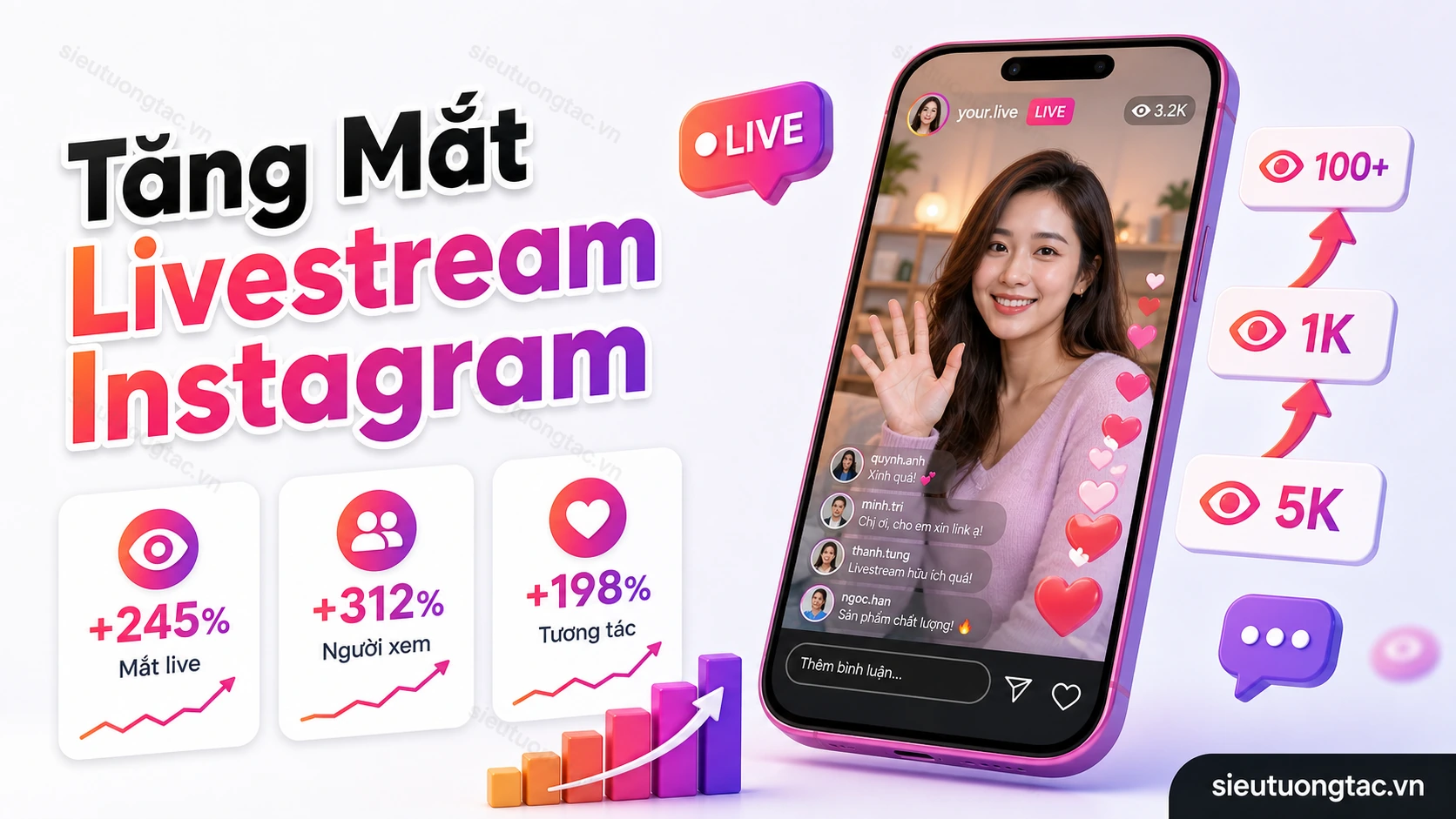 Dịch vụ tăng mắt livestream Instagram tại Siêu Tương Tác