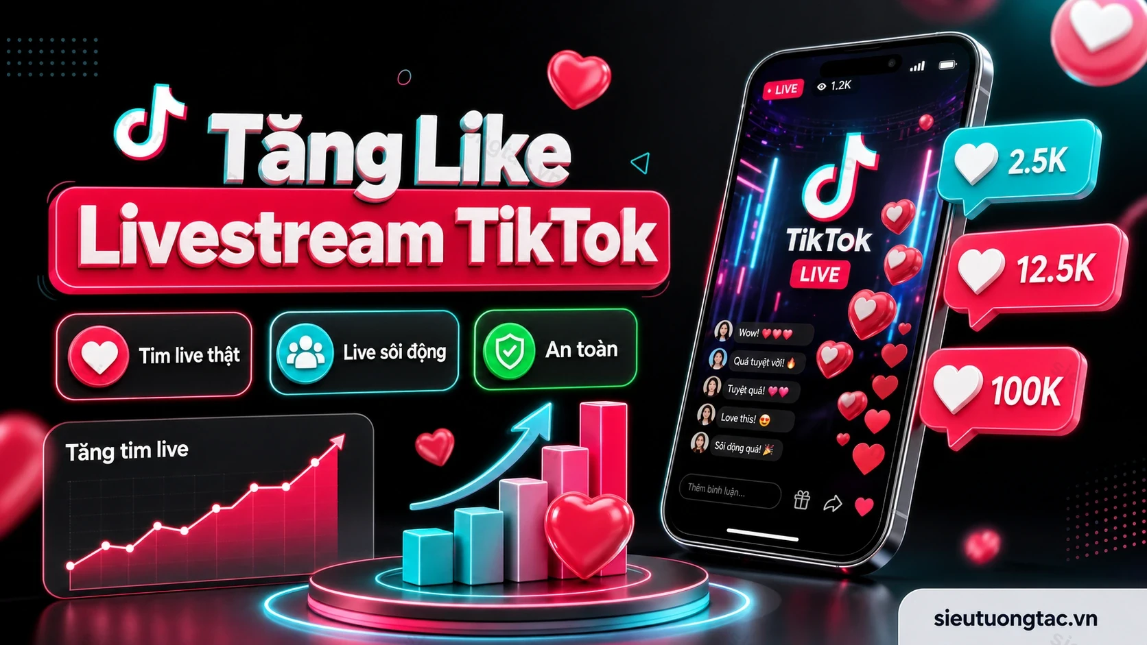 Dịch vụ tăng like livestream TikTok tại Siêu Tương Tác