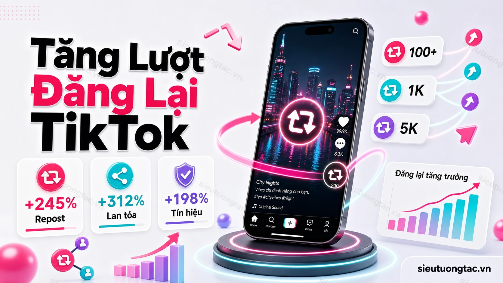 Dịch vụ tăng lượt đăng lại TikTok tại Siêu Tương Tác