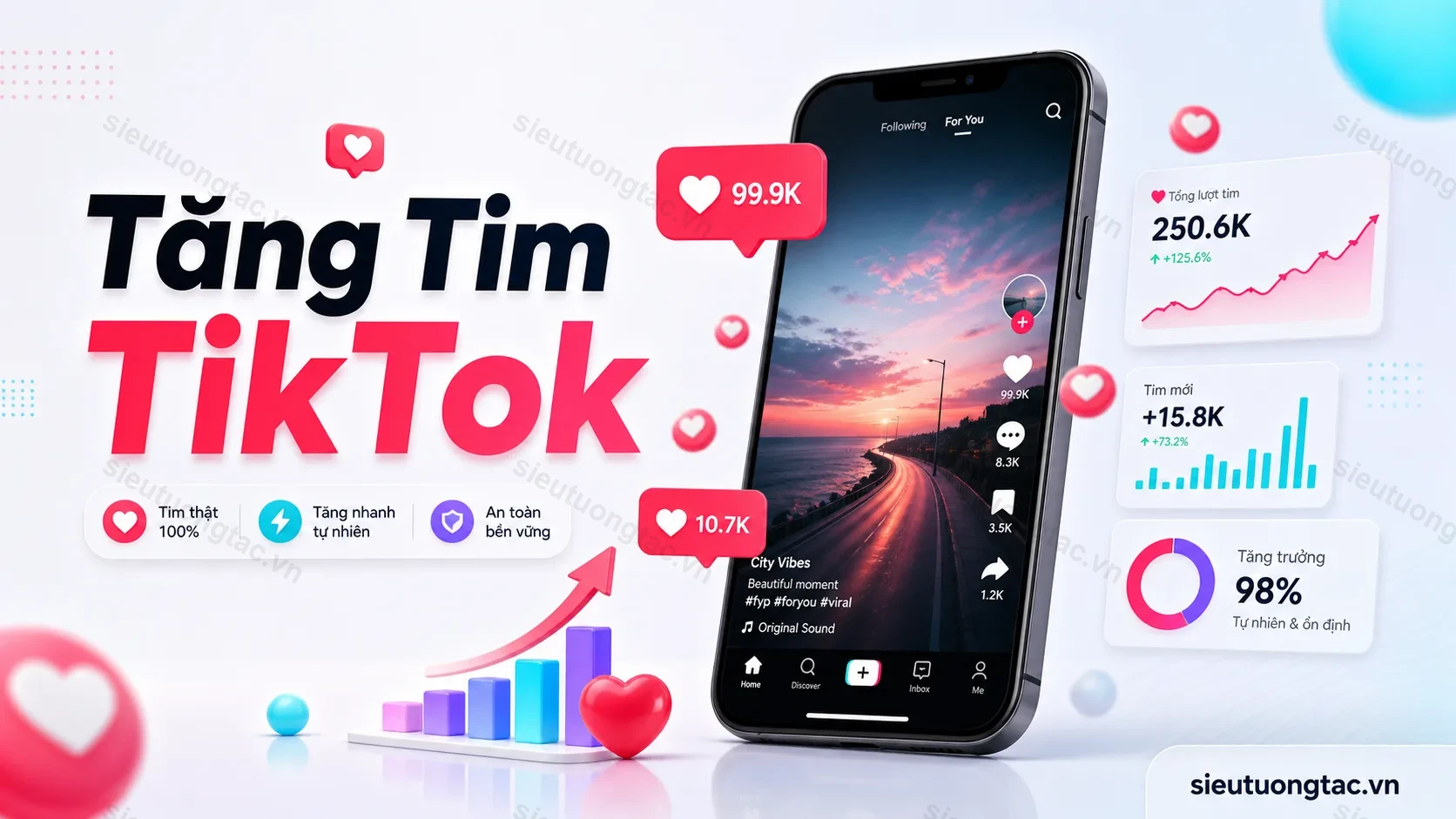 Dịch vụ tăng tim TikTok và like TikTok tại Siêu Tương Tác