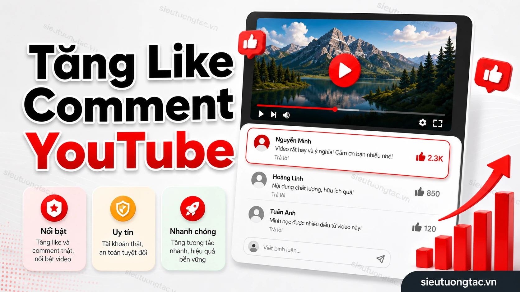 Tăng like comment YouTube tại Siêu Tương Tác