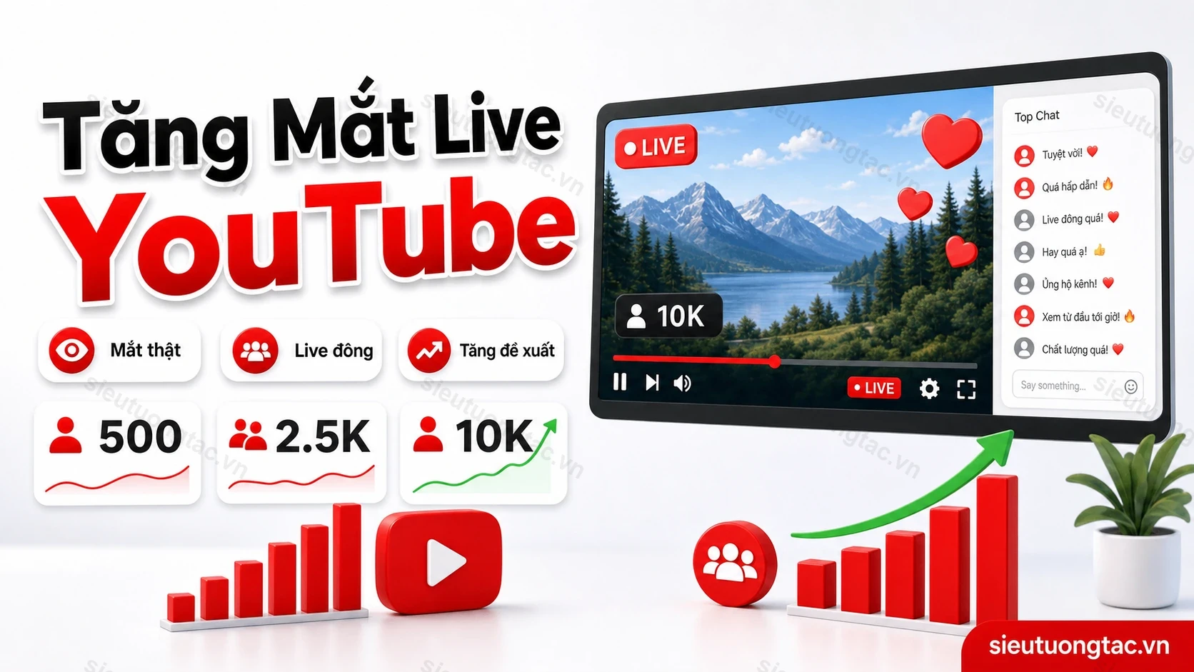 Dịch vụ tăng mắt livestream YouTube tại Siêu Tương Tác